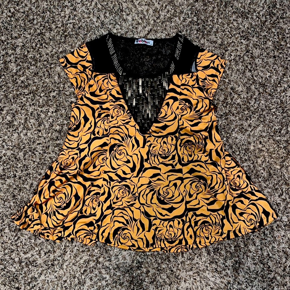 Gold Floral Blouse